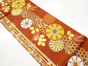 籠目に花葉模様織出し袋帯